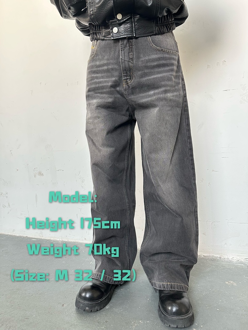 Other ¥209 Jeans Washed Grey/Yellow - Image 2