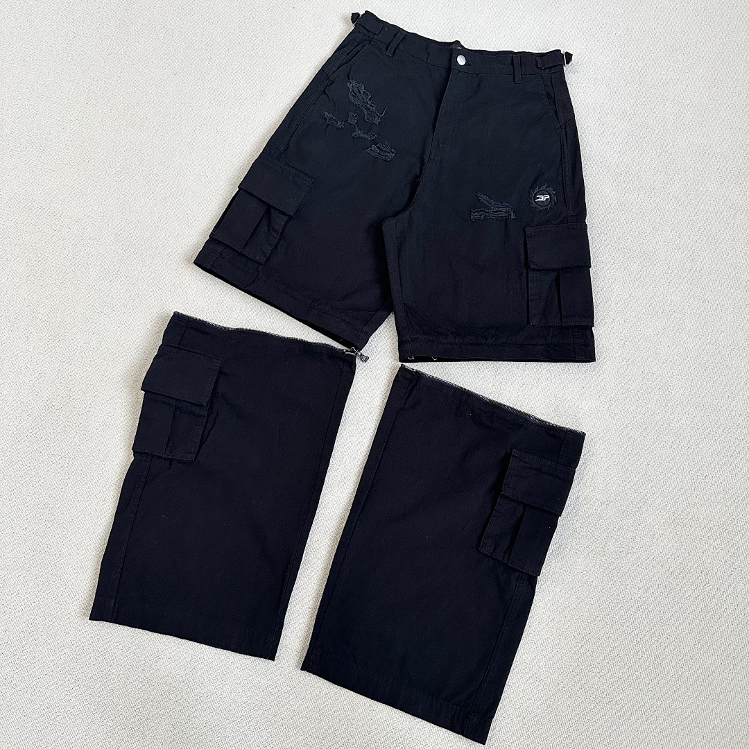 💥¥189 (Bpm-Cargo Pants｜Washed Black), photo 1