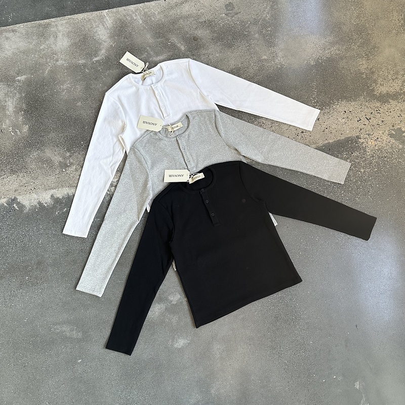 Other ¥119 (Anovai* Ribbed Henry Shirt|White|Grey|Black)