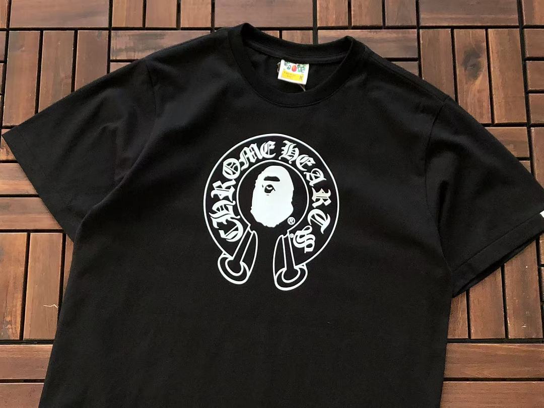 Other ~109 BAPE & CH🔥OM🔥 HE🔥RTS T-SHIRT 55010305 (Im 185CM 70KG Iwear Size M In The Photo) - Image 13