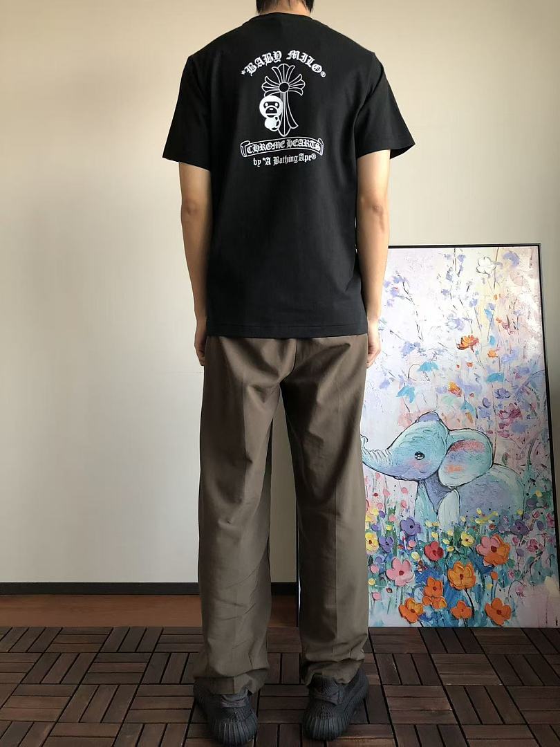 Other ~109 BAPE & CH🔥OM🔥 HE🔥RTS T-SHIRT 55010305 (Im 185CM 70KG Iwear Size M In The Photo) - Image 4