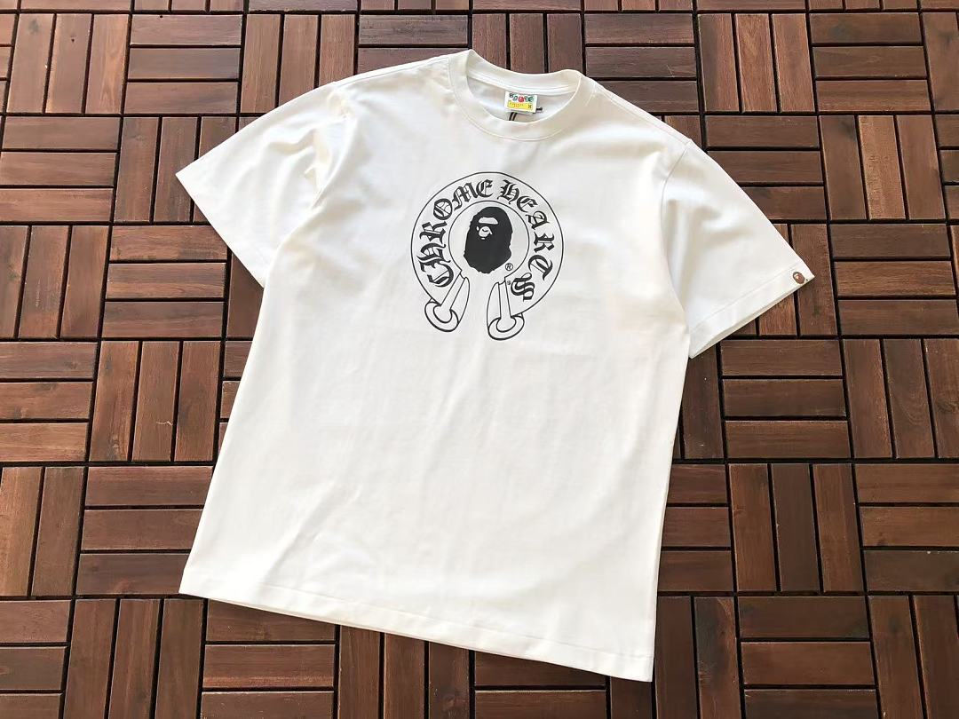 Other ~109 BAPE & CH🔥OM🔥 HE🔥RTS T-SHIRT 55010305 (Im 185CM 70KG Iwear Size M In The Photo) - Image 7