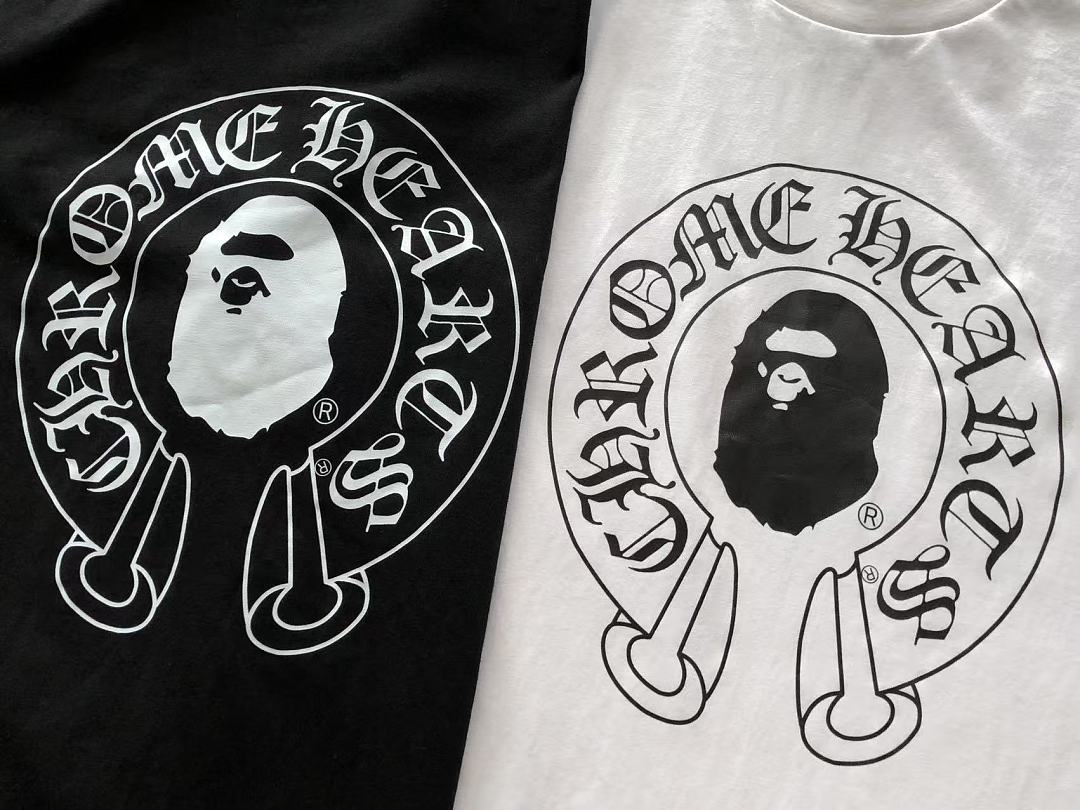 Other ~75 BAPE & CH🔥OM🔥 HE🔥RTS T-SHIRT 66071402 (Im 185CM 70KG Iwear Size M In The Photo) - Image 11