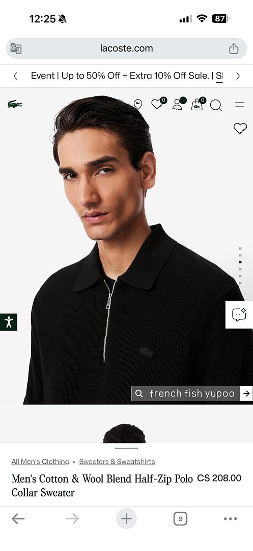 lac0ste Men's Cotton & Wool Blend Half-Zip Polo Collar Sweater - Image 16