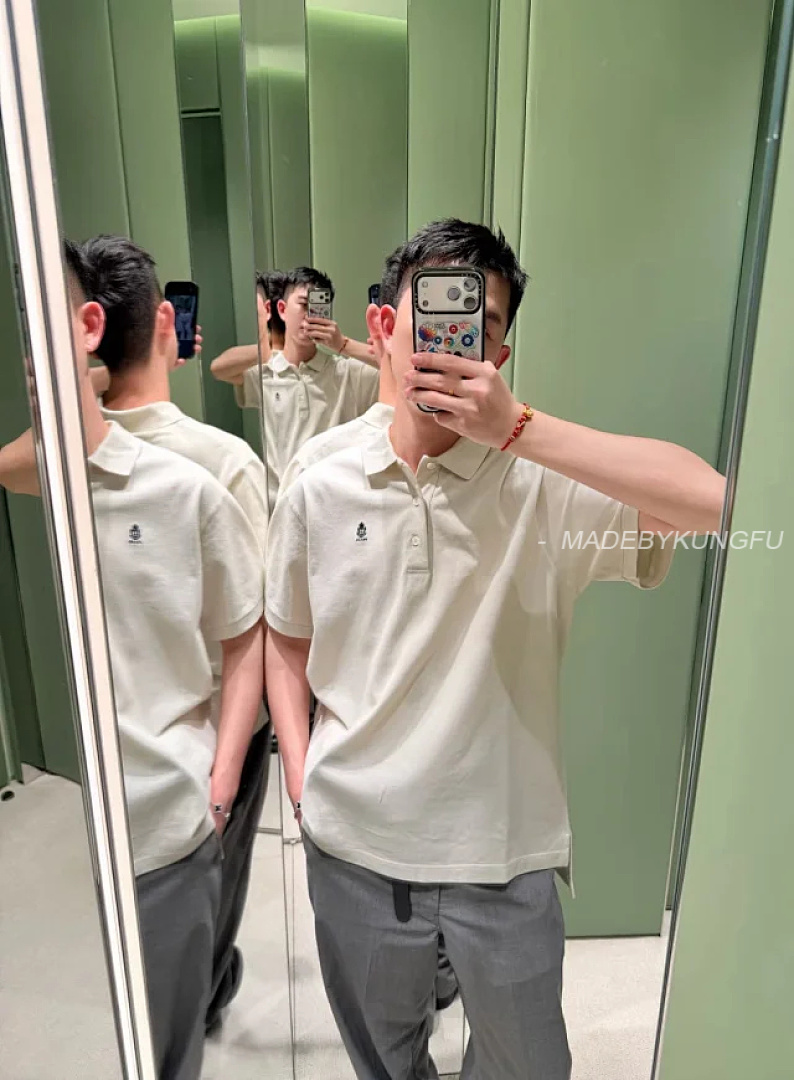 【A+ Item ID 9045 PRA Breathable Vermilion Logo Embroidered Button Slim Fit Short Sleeved Polo Shirt - Image 7