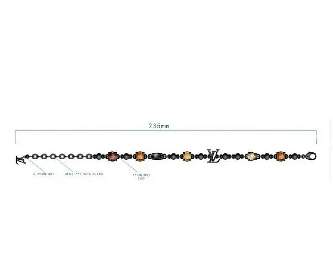 【A+ Item ID 9070 Light Brac 23 Show Brass Bracelet Gun Gray Precision Cut Artificial Gemstone Unise - Image 4