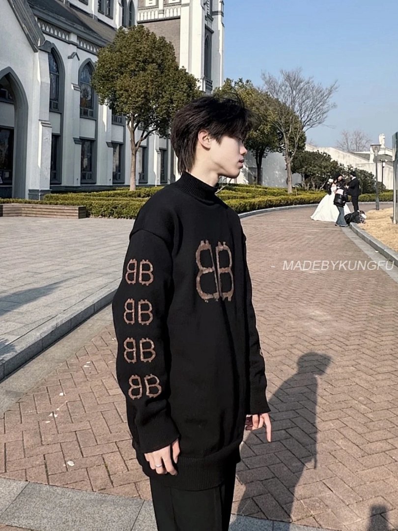 【A+ Item ID 8250 Balenci@Ga- Paris -2024Ss- Mud Dyed Double B Printed Sweater (Turtlen) - Image 34