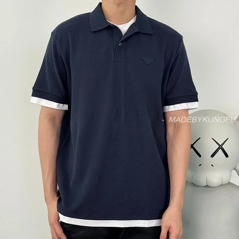 【A+ 【A+ Item ID 9050 PRA Pure Cotton Fake Two-Piece Polo Shirt With New Color Scheme, Chest Patch, photo 1