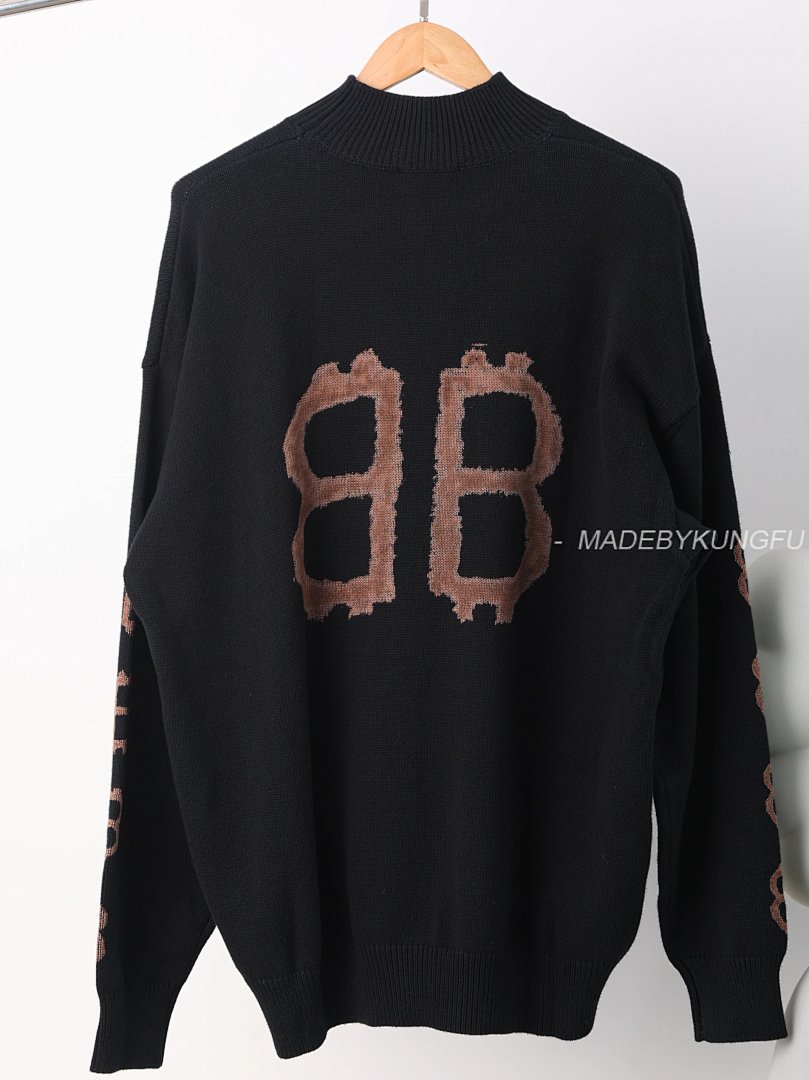 【A+ Item ID 8250 Balenci@Ga- Paris -2024Ss- Mud Dyed Double B Printed Sweater (Turtlen) - Image 14