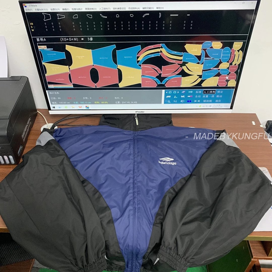 【A+ Item ID 8014 Balenc1@Ga- Paris-2024SS (Tri Color Spliced Windbreaker Coat OVisiz) - Image 47