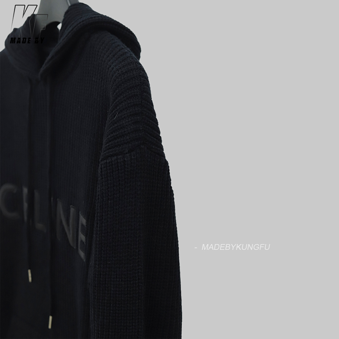 Christian Louboutin CE Leather Patch Knit Wool Hoodie - Image 11