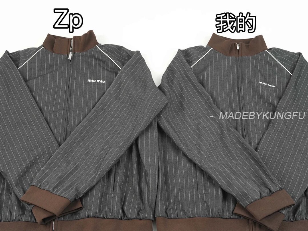 【A+ Item ID 8045 Miu “100% Cotton Wool ”FW25 Qixi Series Striped Zipper Stand Colla - Image 23