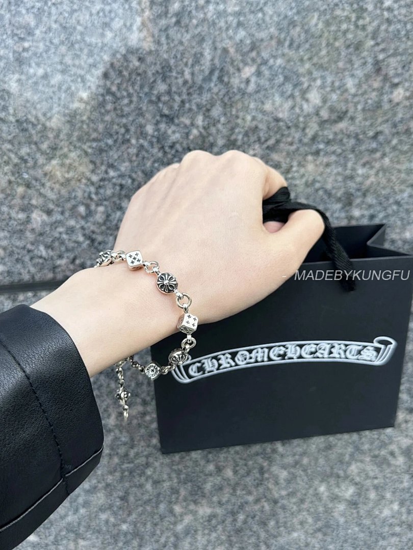 【A+ Item ID 8375 Chrome-Hearts- Crow Heart (Cross Dice Bracelet -925 Silver Hea) - Image 33