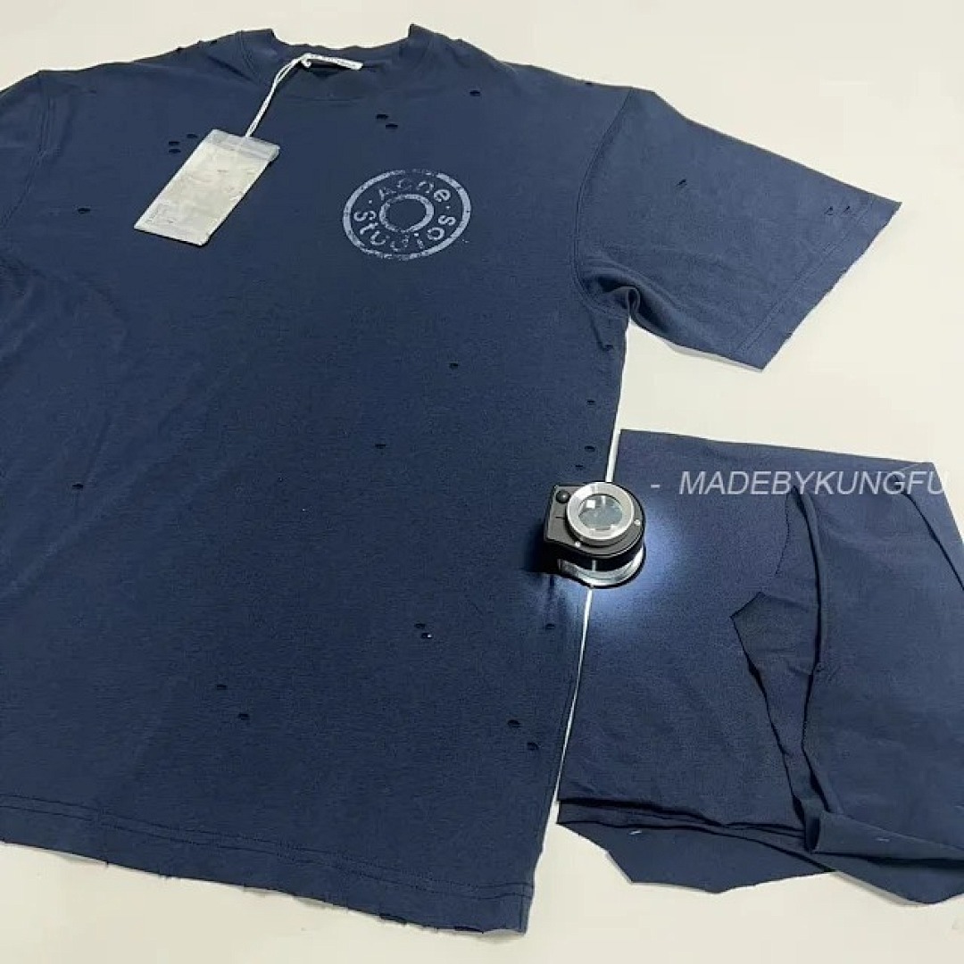 【A+ Item ID 9011 Acne FW25 Logo Printed Distressed Short Sleeved Shirt - Image 16