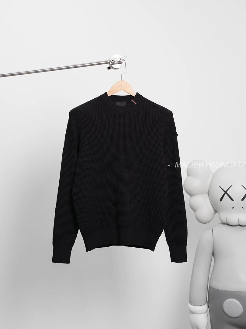【A+ Item ID 8177 CottonSweater _3D Waffle_ Three Color Logo Round Neck Long Sleeve Knit - Image 14