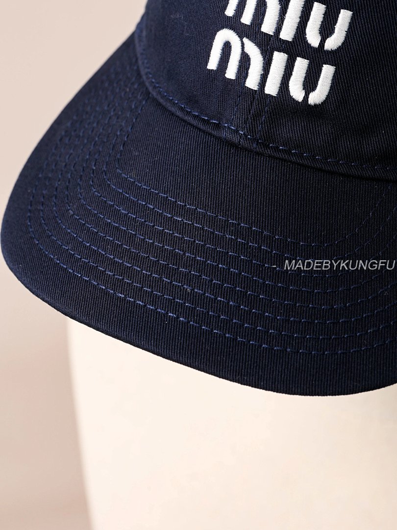 【A+ Item ID 8417 MiuMiu- Miu -2024FW- Drawstring Contrasting Baseball Cap (Embroid) - Image 8