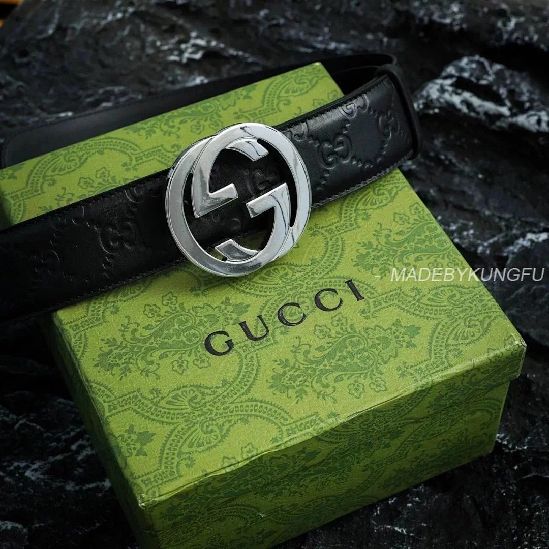 【A+ Item ID 8396 GUC Belt (Pair G Logo Classic Old Flower Embossed Black B) - Image 7