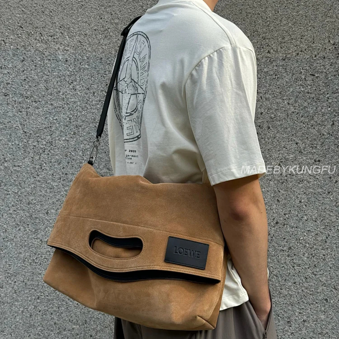 【A+ Item ID 9088 LOE Bob Special Structure Hand-Held Hollowshoulder Bag Imported Thick Suede Folda
