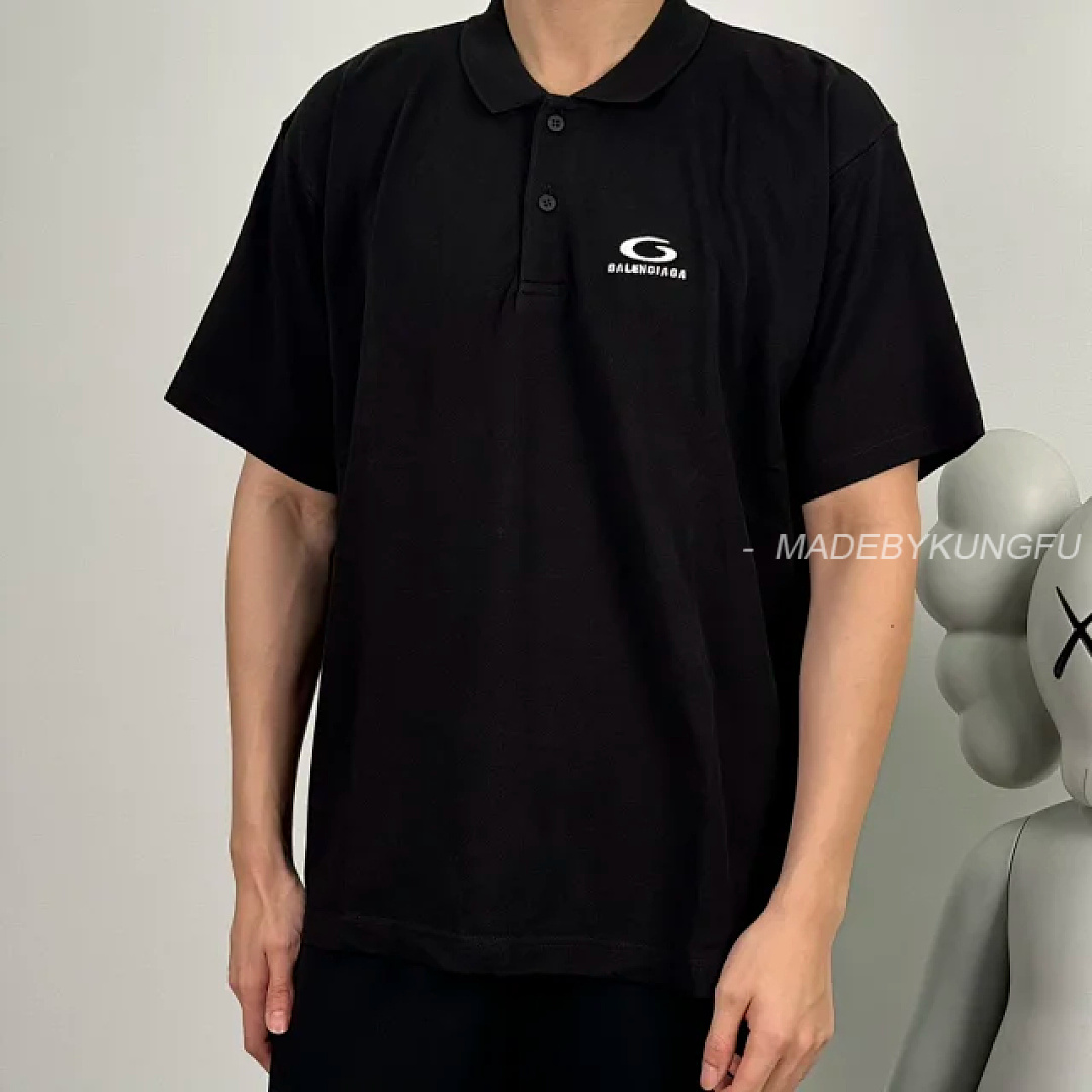 【A+ Item ID 9071 BLCG Cotton Beaded Embroidered Polo Short Sleeve Shirt Oversize Style Unisex - Image 6