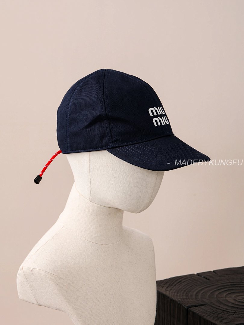 【A+ Item ID 8417 MiuMiu- Miu -2024FW- Drawstring Contrasting Baseball Cap (Embroid) - Image 16