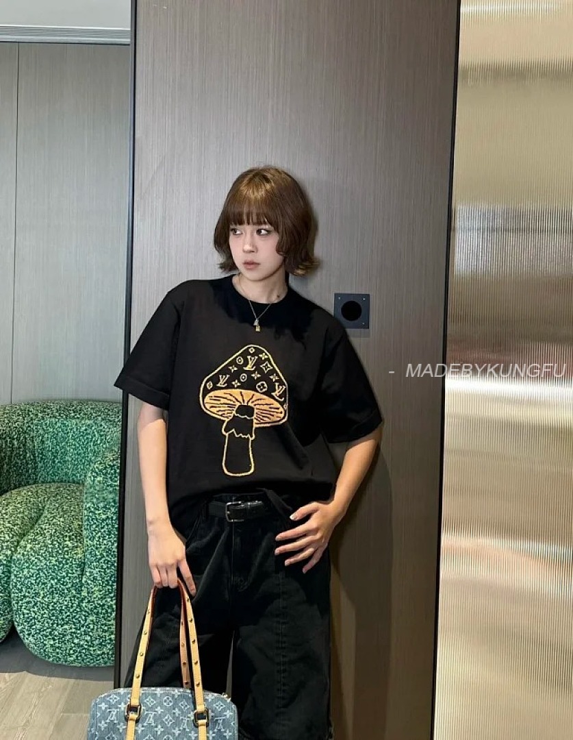 【A+ Item ID 9023 1V Early Spring Men's Series Mushroom Inlaid Flower Round Neck Short Sleeve T-Shir - Image 7