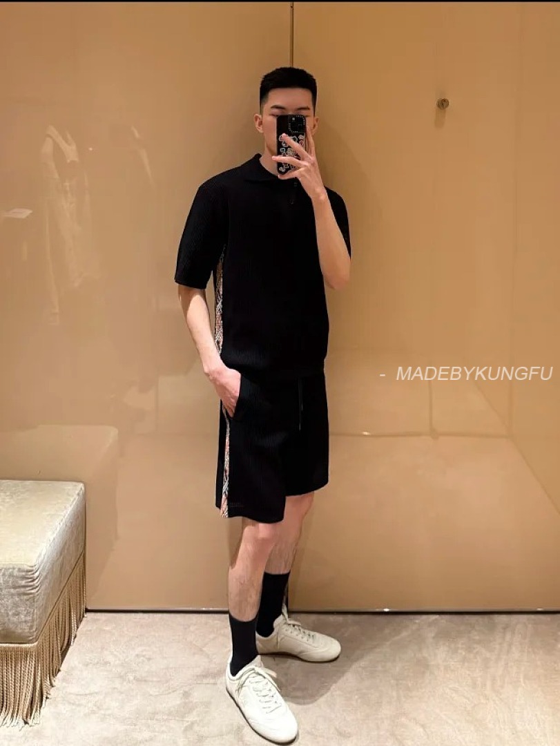 【A+ Item ID 9043 BBR SS26 Cotton Color Blocked Grid Patterned Side Pockets, Five Quarter Casual Sho - Image 4