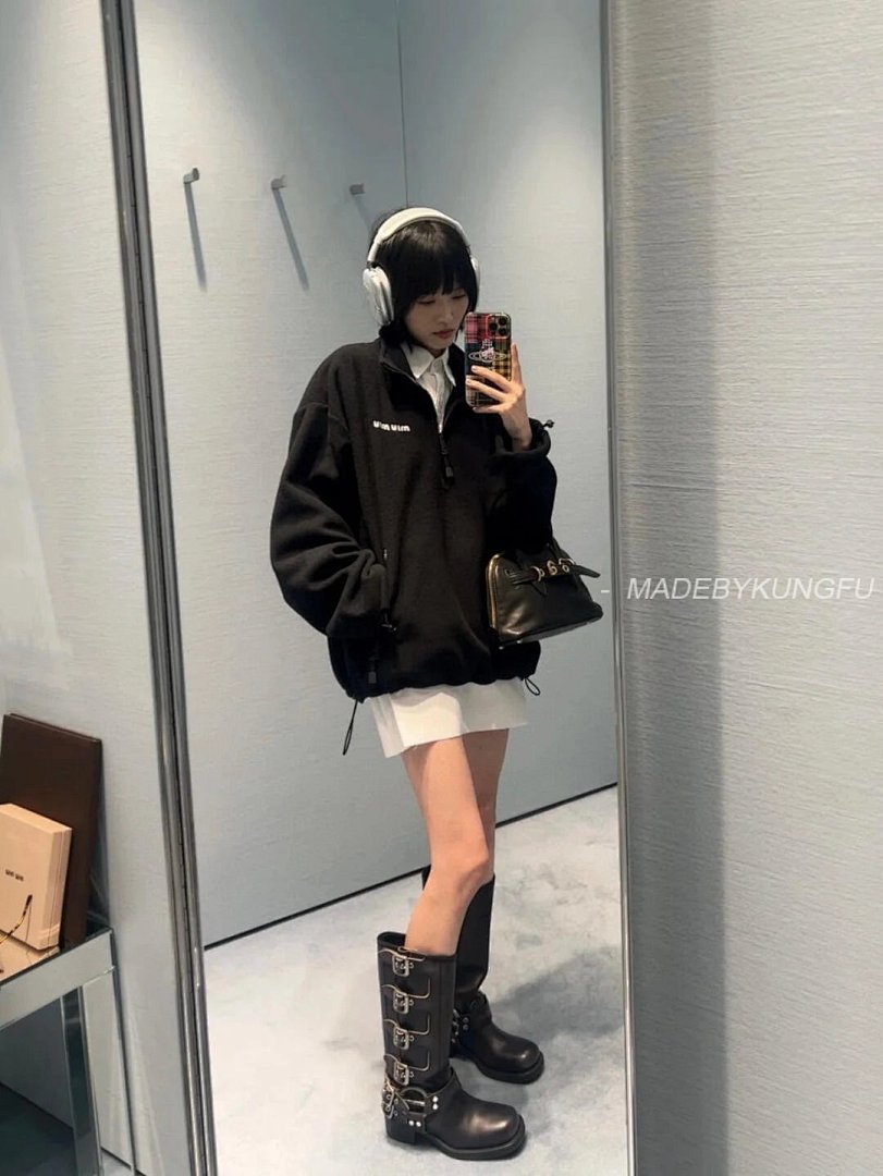 【A+ Item ID 8041 M1uMiu-2024-Ss-Fleece Zipper Jacket (Classic Small Label Embroidered) - Image 43