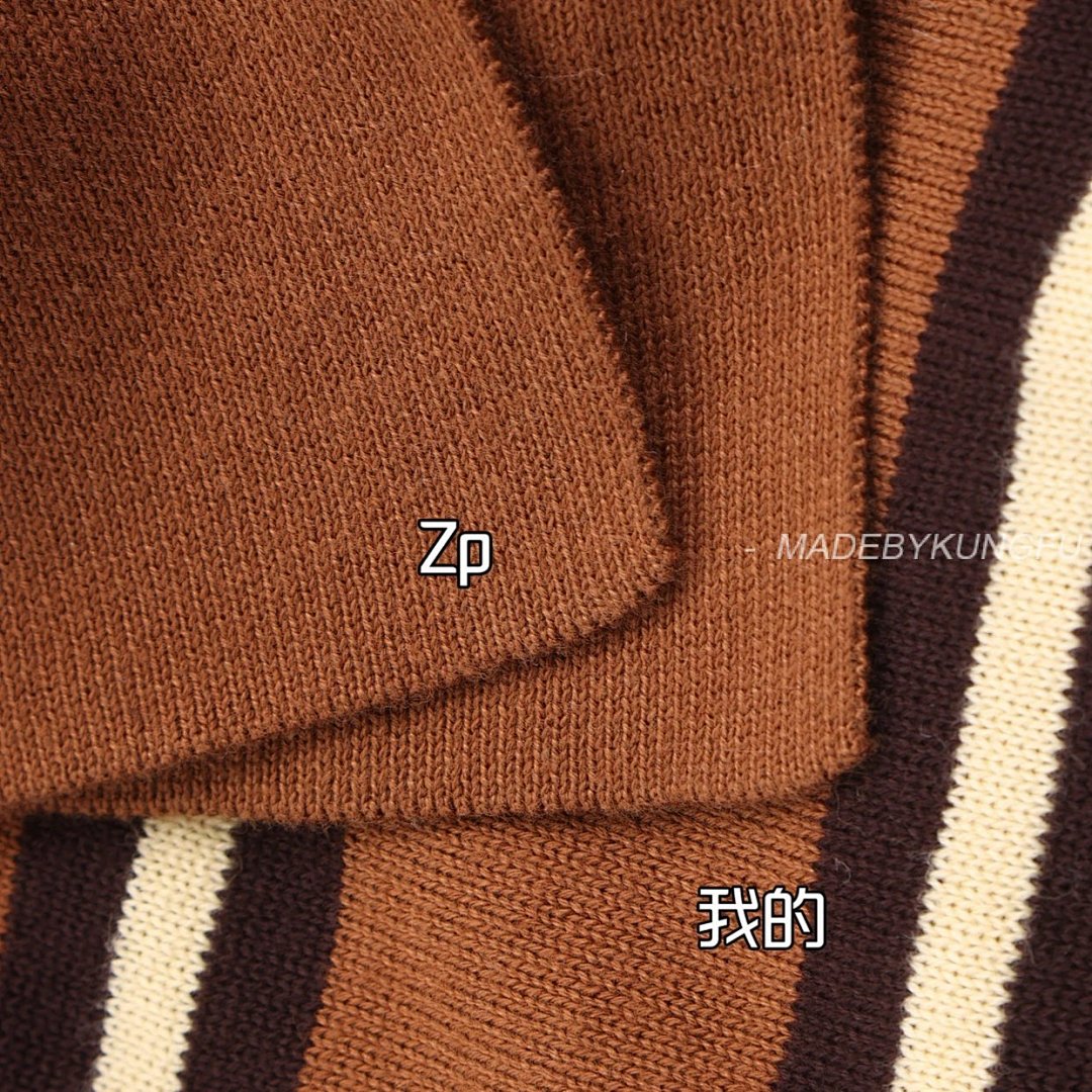 【A+ Item ID 8202 L0EWE- Luo Yiwei -2024Ss- Striped Knitted Cotton Polo Shirt (Brown St) - Image 26