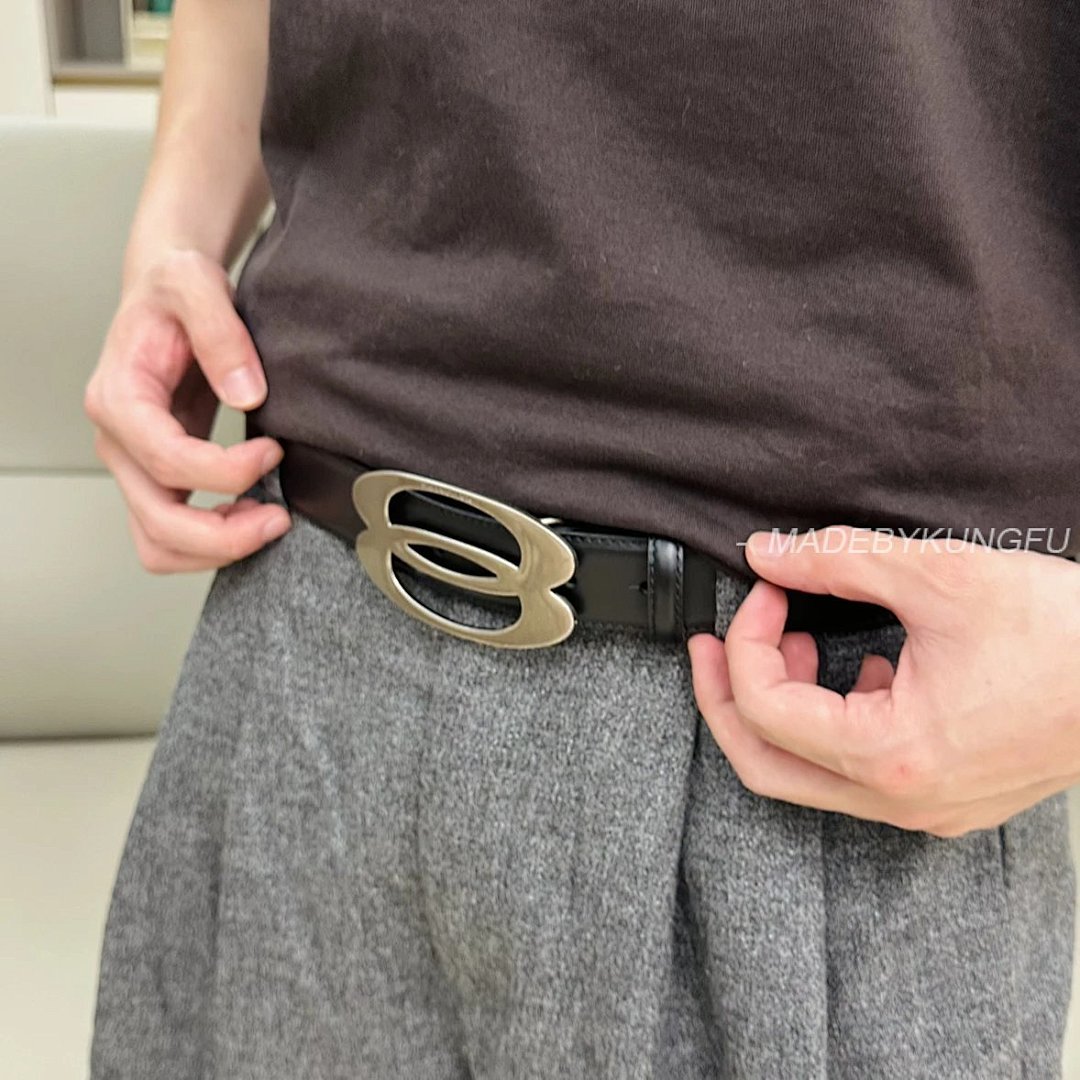 【A+ Item ID 8394 Balenc1Aga (Paris-2024FW Double Ring Silver Buckle Belt Imported) - Image 27