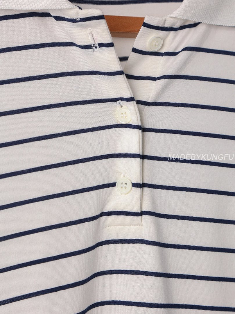 【A+ Item ID 8205 M1uM1U- Miu -2024Ss- Black And White Stripes Polo Shirt (Chest Le) - Image 12