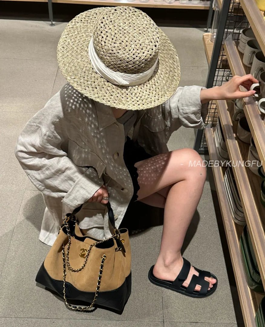 【A+ Item ID 8513 Xiaoxiang 25A Suede Color Blocked Handbag (_Imported Suede_ Small) - Image 36