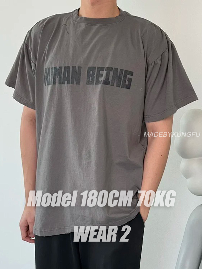 【A+ Item ID 9002 BLCG Letter Printed Round Neck Short Sleeved Shirt - Image 3