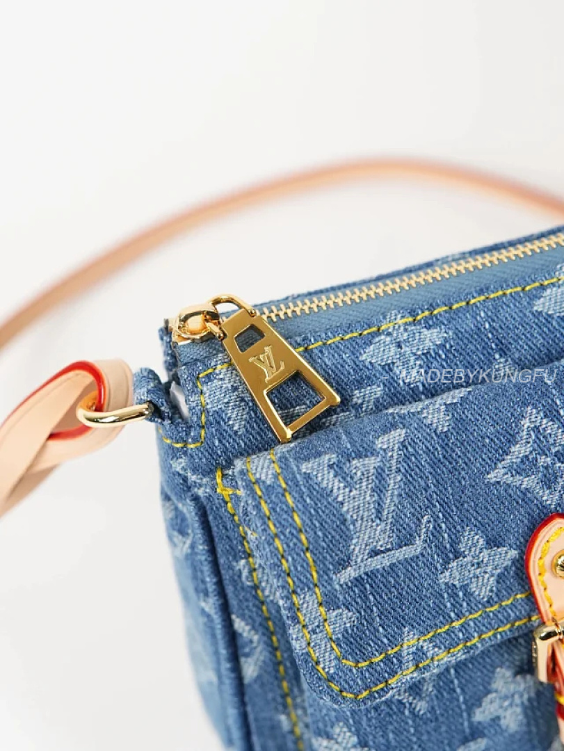 【A+ Item ID 9060 1V PA Denim Danning Chain Head Hanging Fabric Handheld Shoulder Bag Women's (Blue) - Image 23