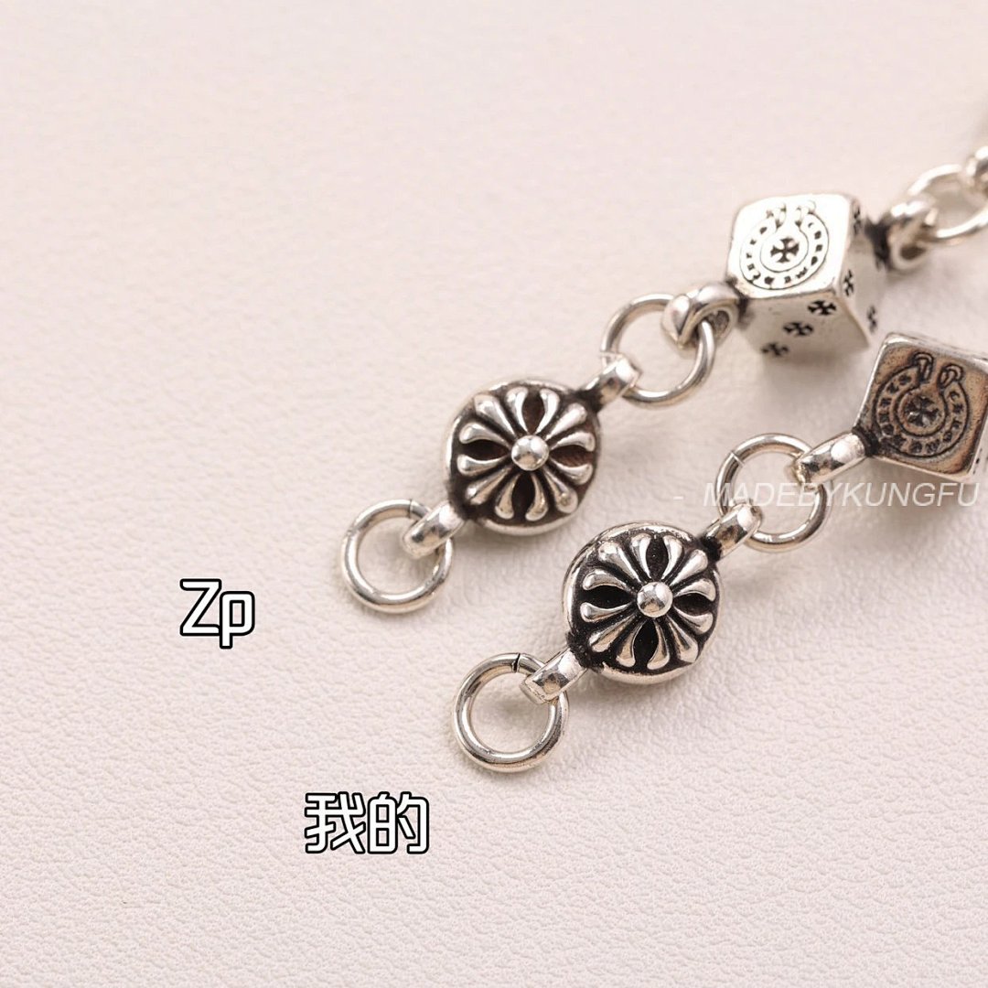 【A+ Item ID 8375 Chrome-Hearts- Crow Heart (Cross Dice Bracelet -925 Silver Hea) - Image 18