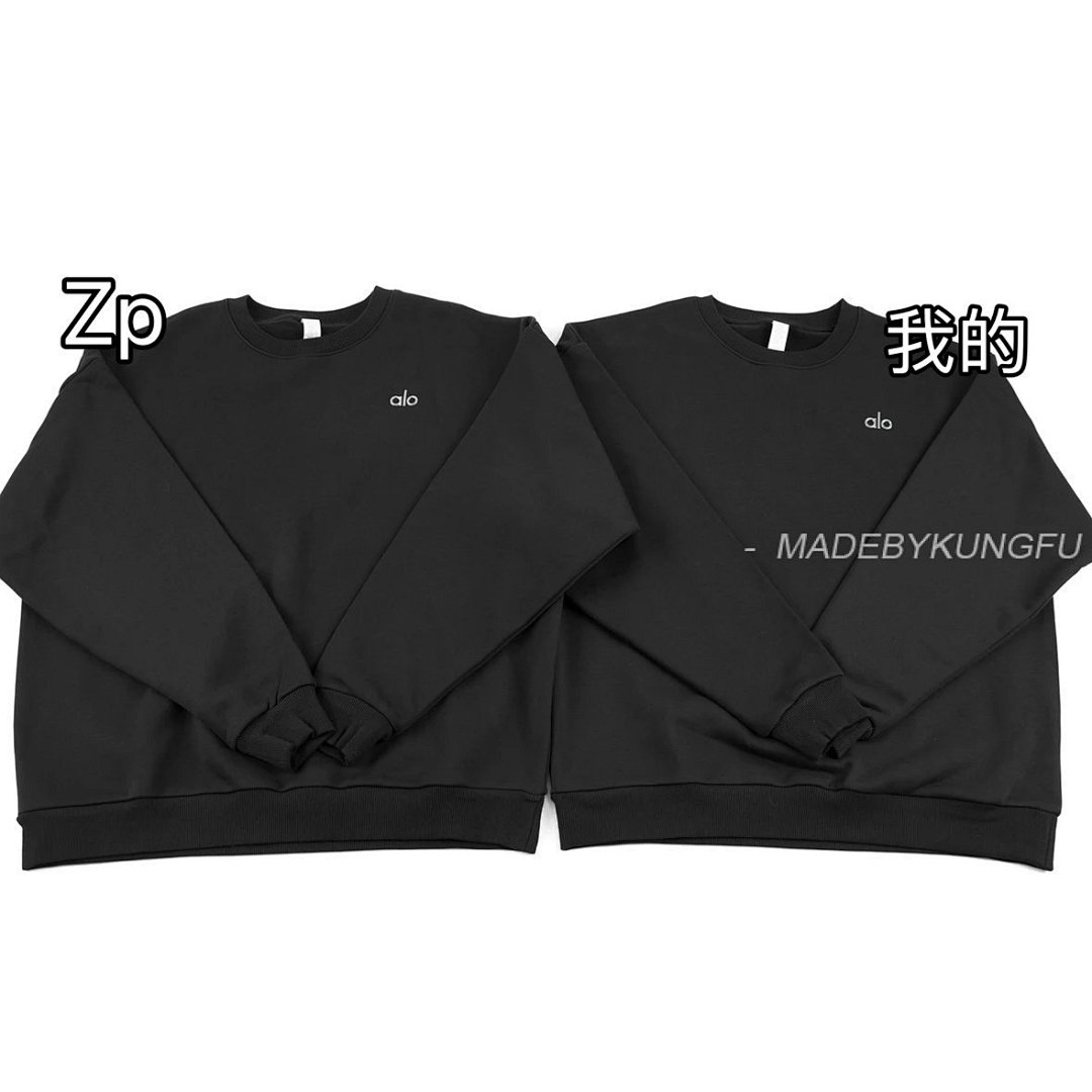 【A+ Item ID 8067 Alo-Logo Logo Crew Neck Loose Long Sleeve Sweatshirt (Black White) - Image 22