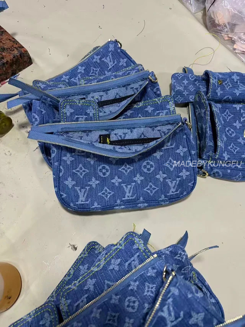 【A+ Item ID 9060 1V PA Denim Danning Chain Head Hanging Fabric Handheld Shoulder Bag Women's (Blue) - Image 13