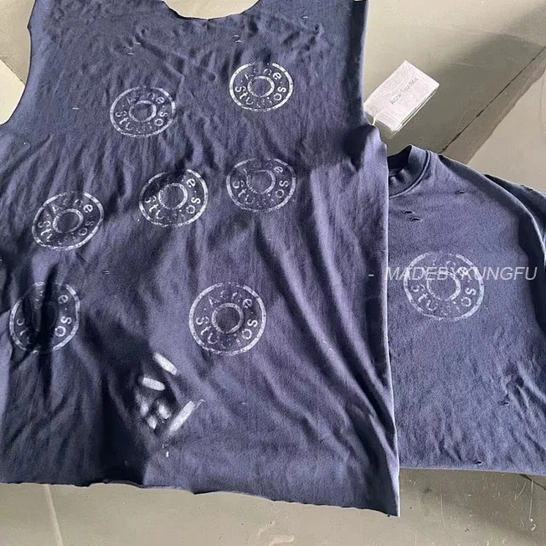 【A+ Item ID 9011 Acne FW25 Logo Printed Distressed Short Sleeved Shirt - Image 21