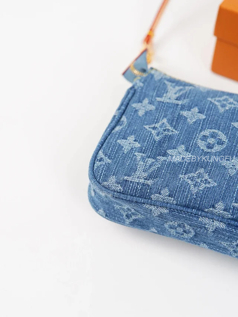 【A+ Item ID 9060 1V PA Denim Danning Chain Head Hanging Fabric Handheld Shoulder Bag Women's (Blue) - Image 18