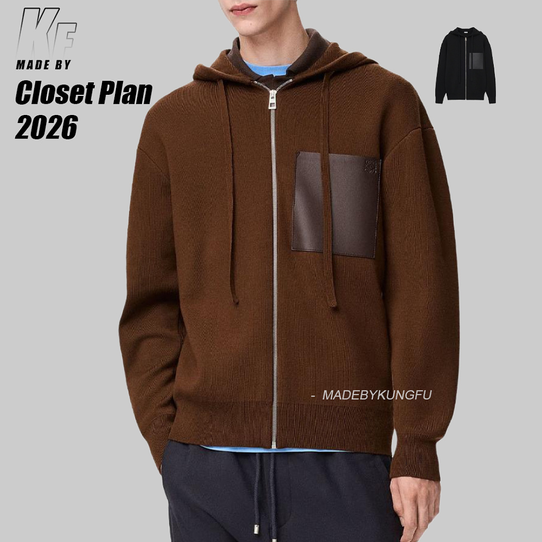 Other Loe 100% Wool Leather Zipper Hoodie