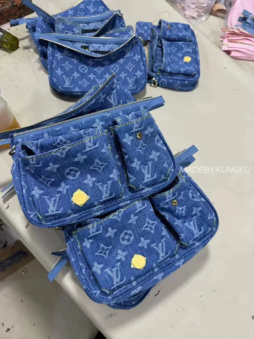 【A+ Item ID 9060 1V PA Denim Danning Chain Head Hanging Fabric Handheld Shoulder Bag Women's (Blue) - Image 12