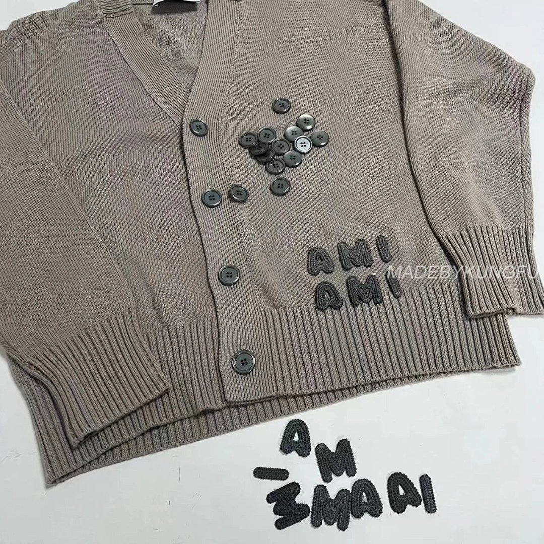 【A+ Item ID 8001 AMI Embroidered Logo V Collared Long Sleeve Sweater “85% Cotton ➕15% C - Image 21