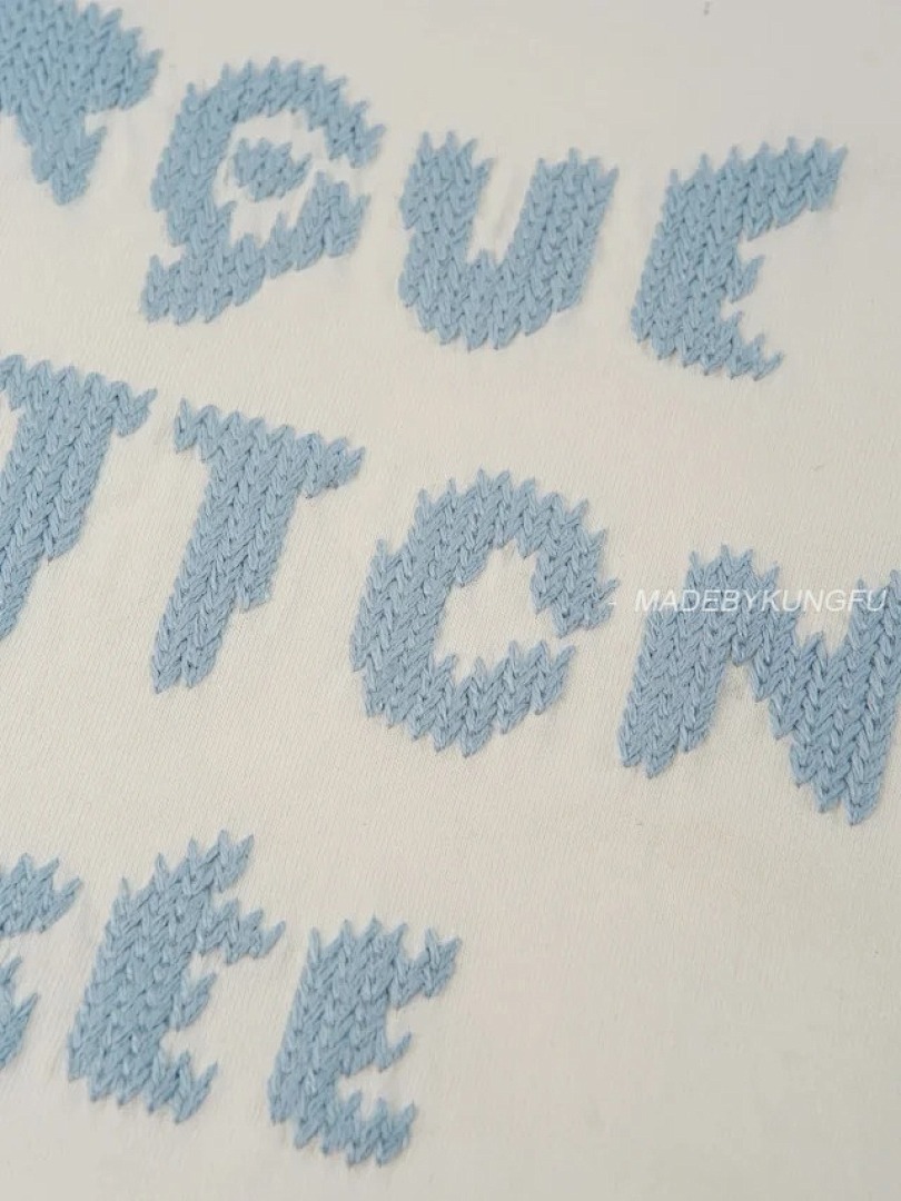 【A+ Item ID 9017 1V Pure Cotton Water Soluble Letter Embroidered Knitted T-Shirt - Image 38