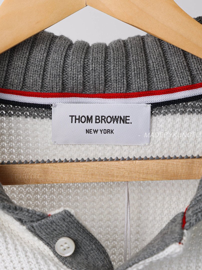 【A+ Item ID 8208 THOM-BR0WNE-TB-2024Ss- Gray And White Striped Knitting Needles POLO Sh - Image 15