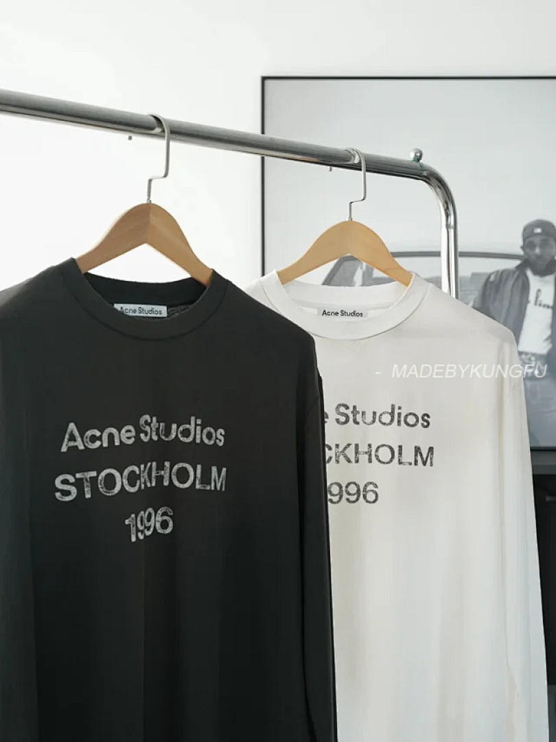 【A+ Item ID 9010 Acne Letter Print Round Neck Off Shoulder Long Sleeved Shirt - Image 11