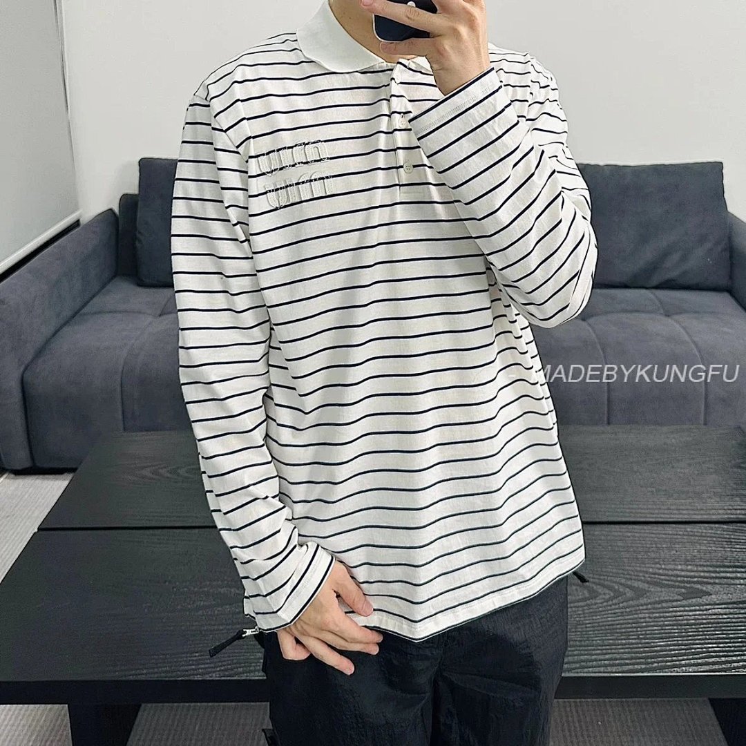 【A+ Item ID 8205 M1uM1U- Miu -2024Ss- Black And White Stripes Polo Shirt (Chest Le)