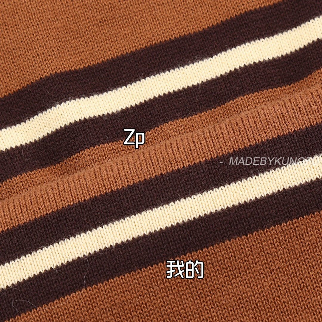 【A+ Item ID 8182 L0EWE-Luoyiwei-2024-Ss-Striped Knitted Pure Cotton Polo Shirt (Brown) - Image 25