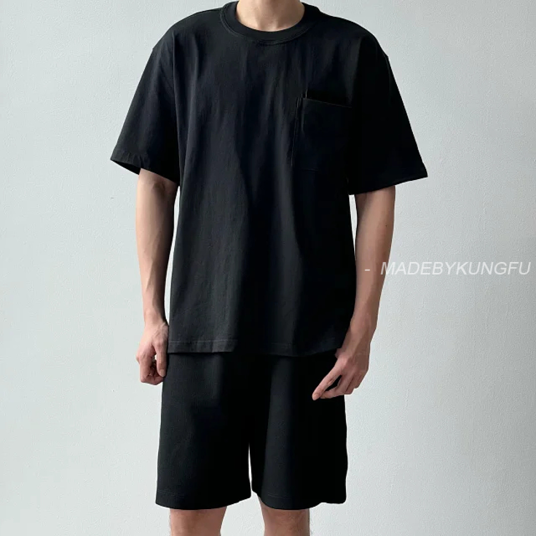 【A+ Item ID 9064 D1OR Dark Jacquard Cotton Blended Plain Knitted Oblique Printed Casual Shorts - Image 4