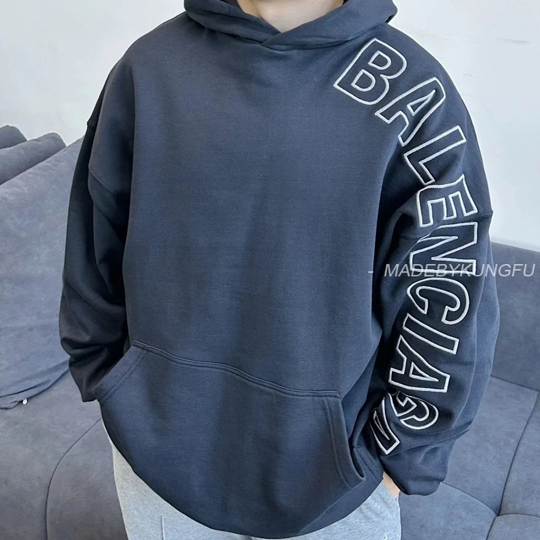 【A+ Item ID 8143 Balenc1@Ga- Paris -2023Ss- Large Arm Letter Embroidered Hoodie (Washe), photo 1