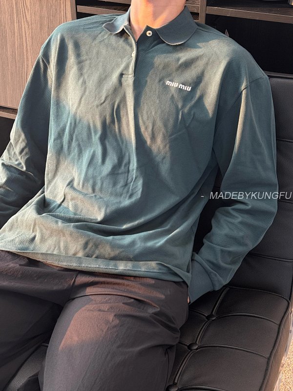 【A+ Item ID 8204 M1UM1U Miu Summer Series -50 Long-Staple Cotton Pique POLO (Green), photo 1
