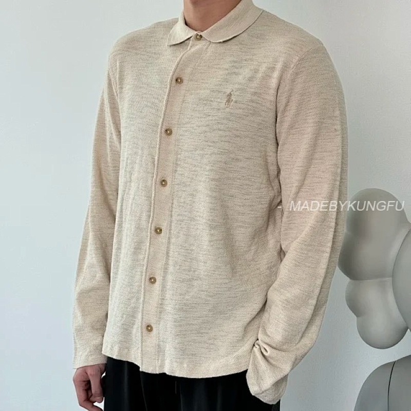 【A+ Item ID 9004 RL Solid Color Lapel Single Breasted Long Sleeved Shirt, photo 1